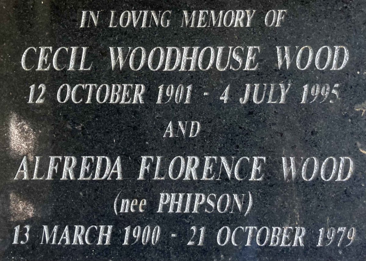 WOOD Cecil Woodhouse 1901-1995 & Alfreda Florence PHIPSON 1900-1979
