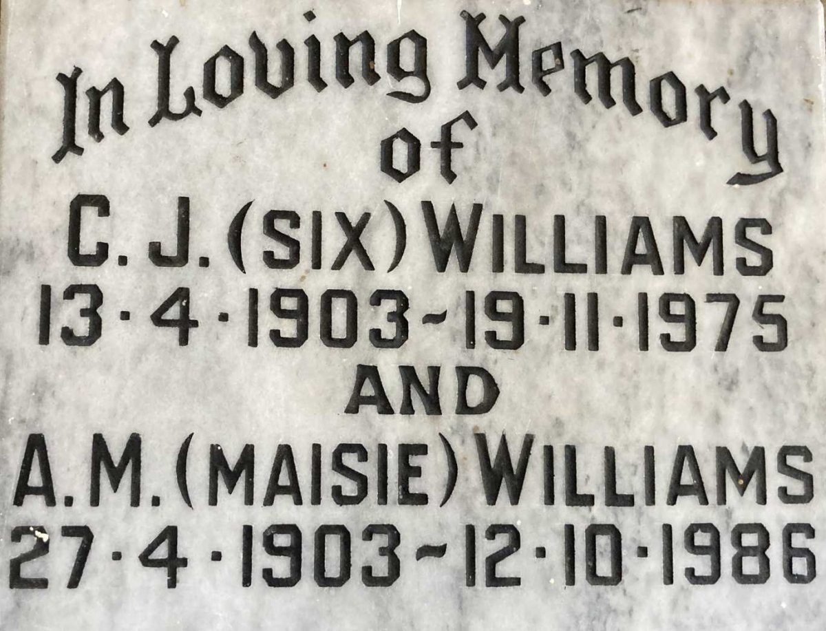 WILLIAMS C.J. 1903-1975 & A.M. 1903-1986