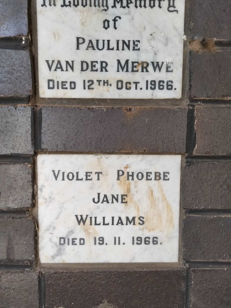 WILLIAMS Violet Phoebe Jane -1966