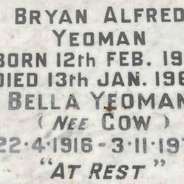 YEOMAN Bryan Alfred 1912-1962 & Bella GOW 1916-1973