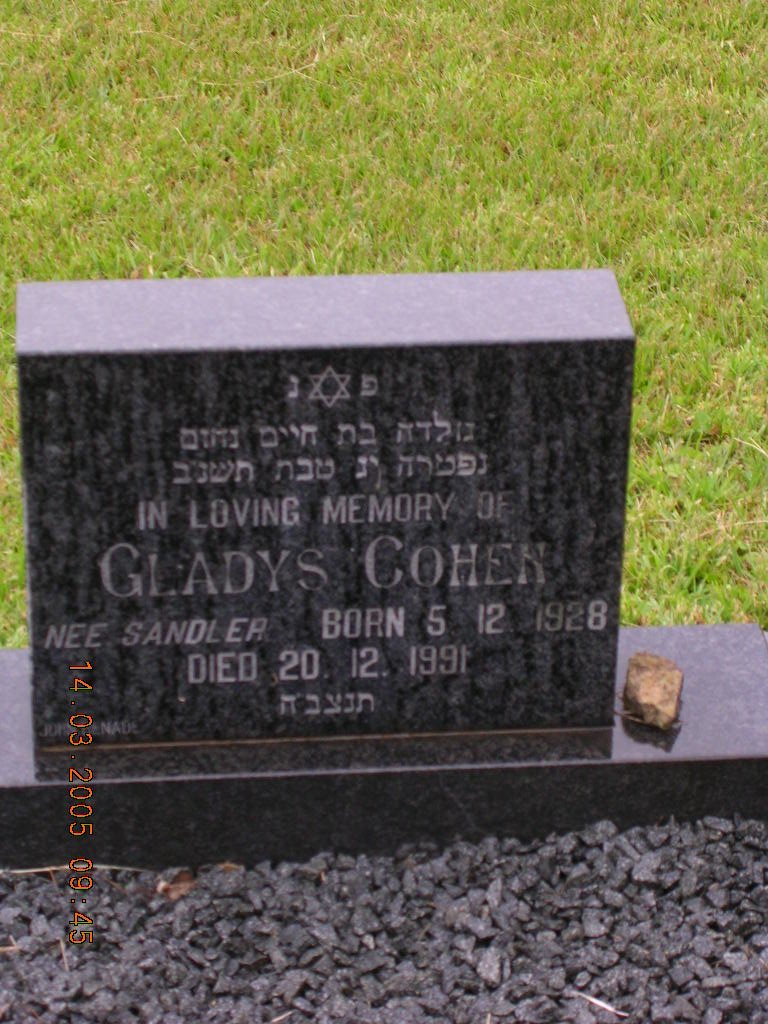 COHEN Gladys nee SANDLER 1928-1991