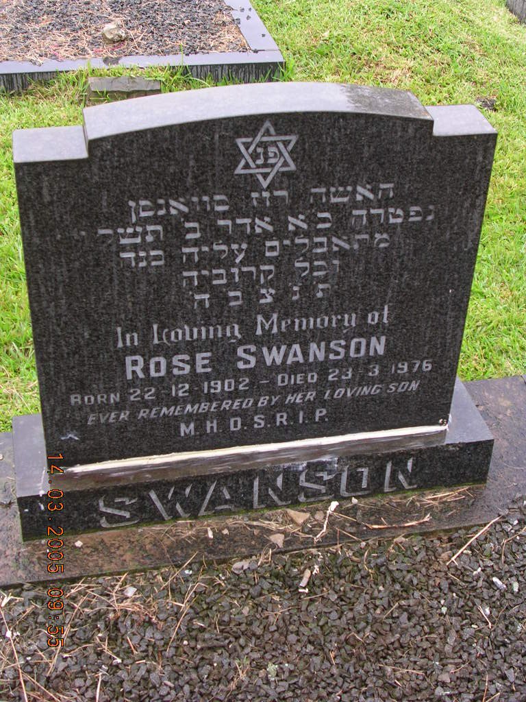 SWANSON Rose 1902-1976