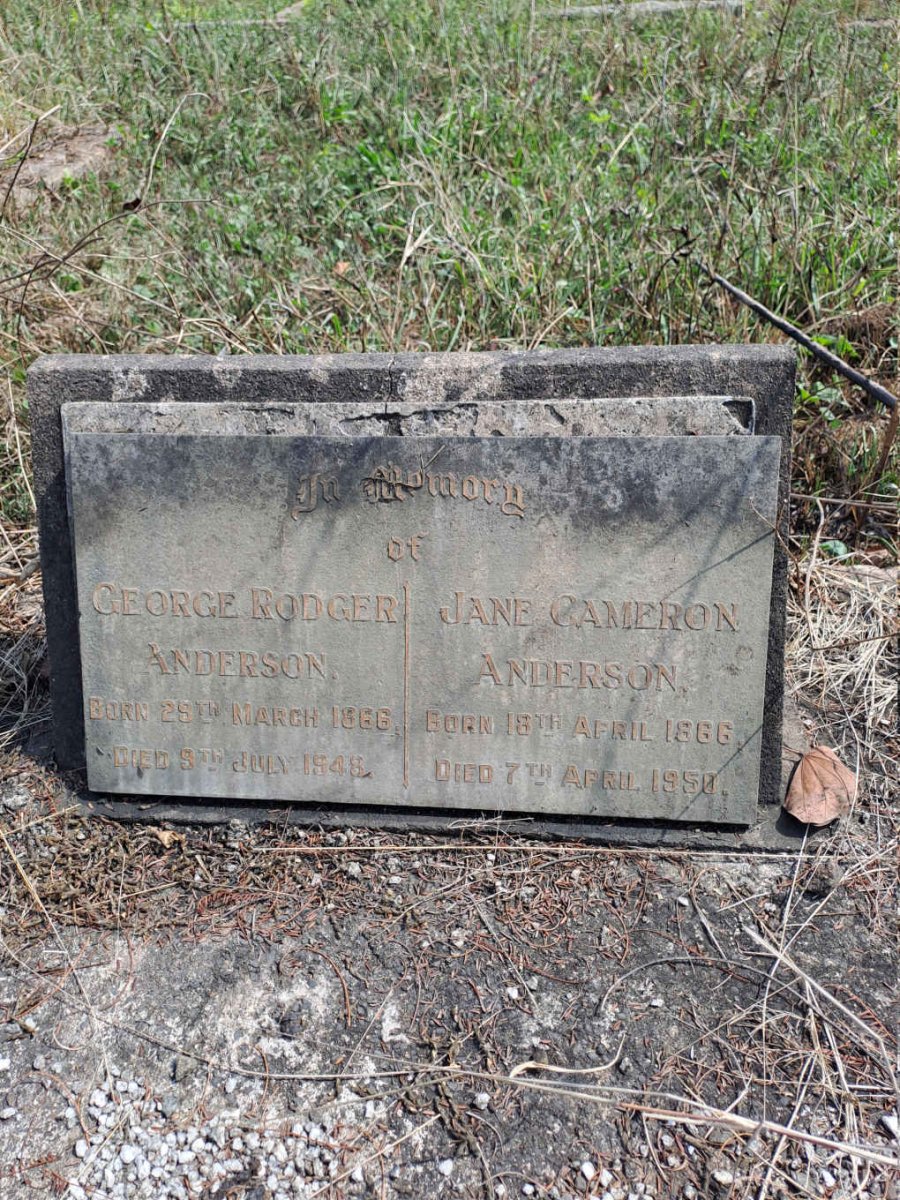 ANDERSON George Rodger 1866-1948 & Jane Cameron 1866-1950
