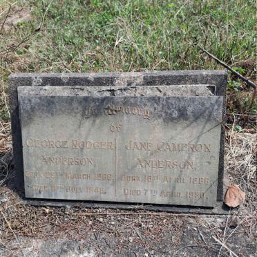 ANDERSON George Rodger 1866-1948 & Jane Cameron 1866-1950