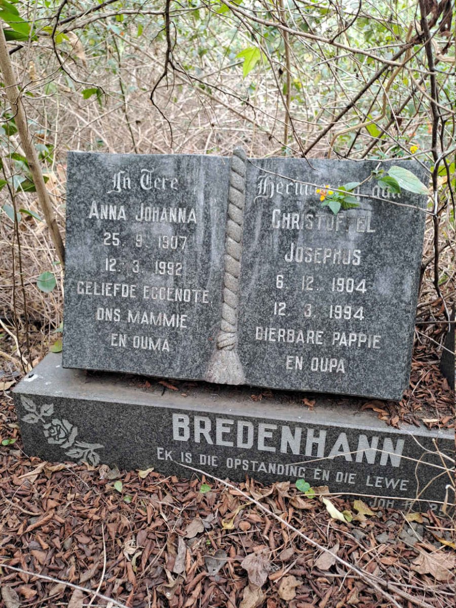 BREDENHANN Christoffel Josephus 1904-1994 & Anna Johanna 1907-1992