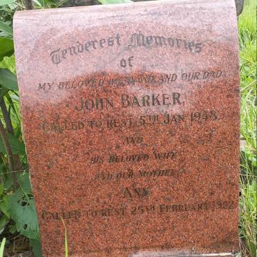 BARKER John -1948 & Sarah Ann -1962