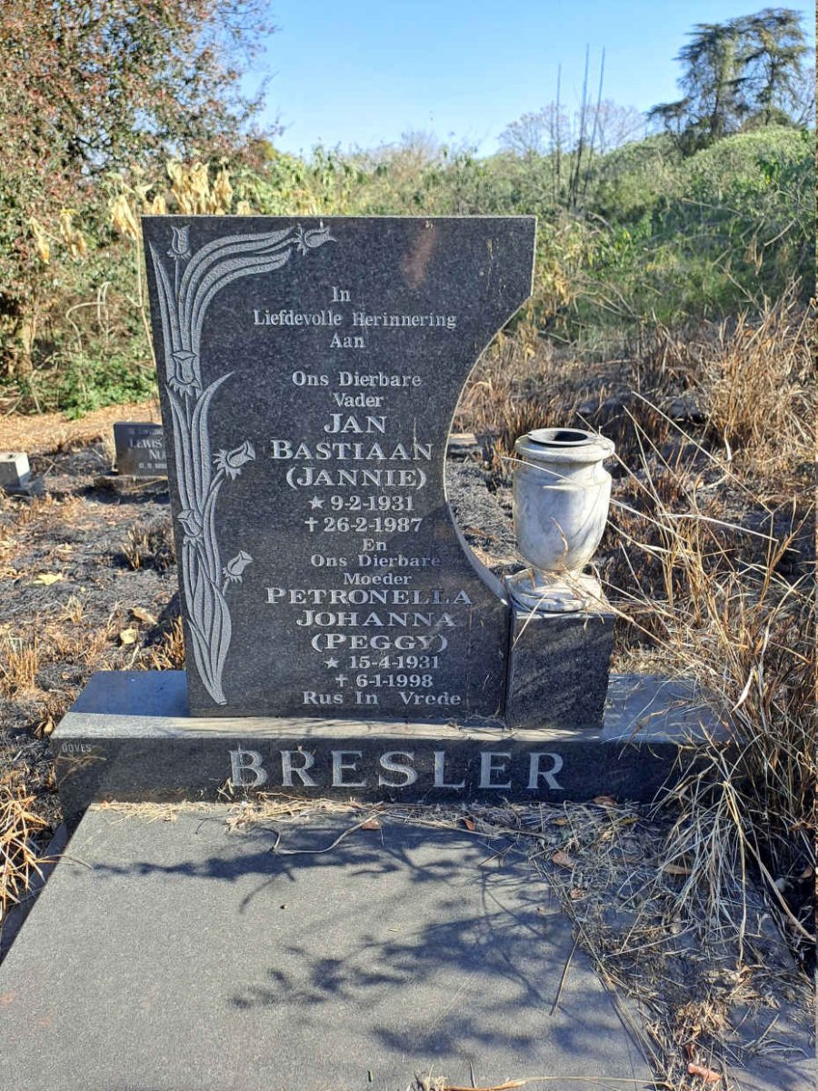 BRESLER Jan Bastiaan 1931-1987 & Petronella Johanna 1931-1998
