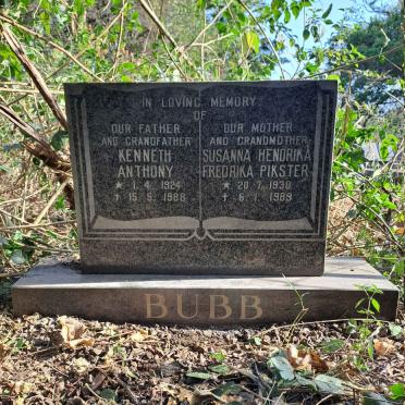 BUBB Kenneth Anthony 1924-1988 & Susanna Hendrika Fredrika Pikster 1930-1989
