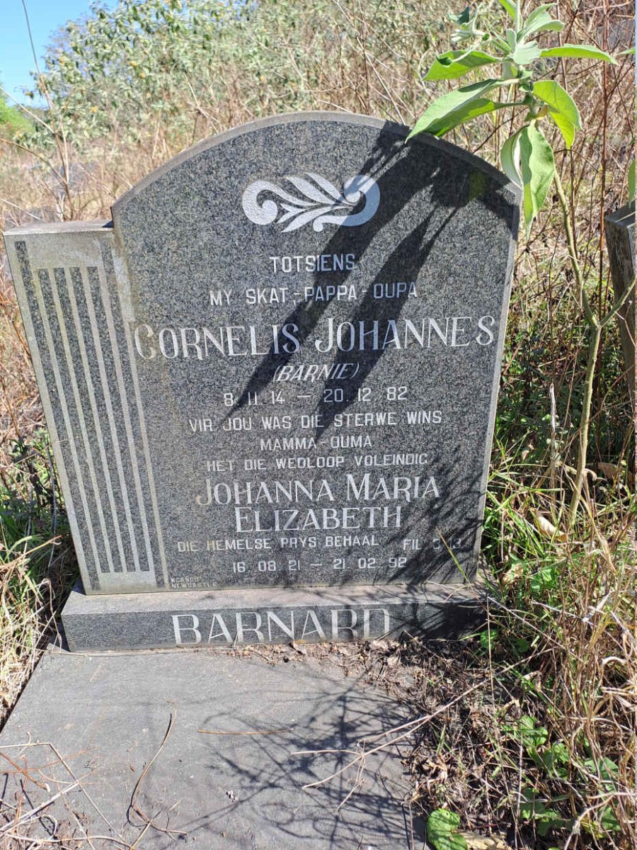 BARNARD Cornelis Johannes 1914-1982 & Johanna Maria Elizabeth 1921-1992