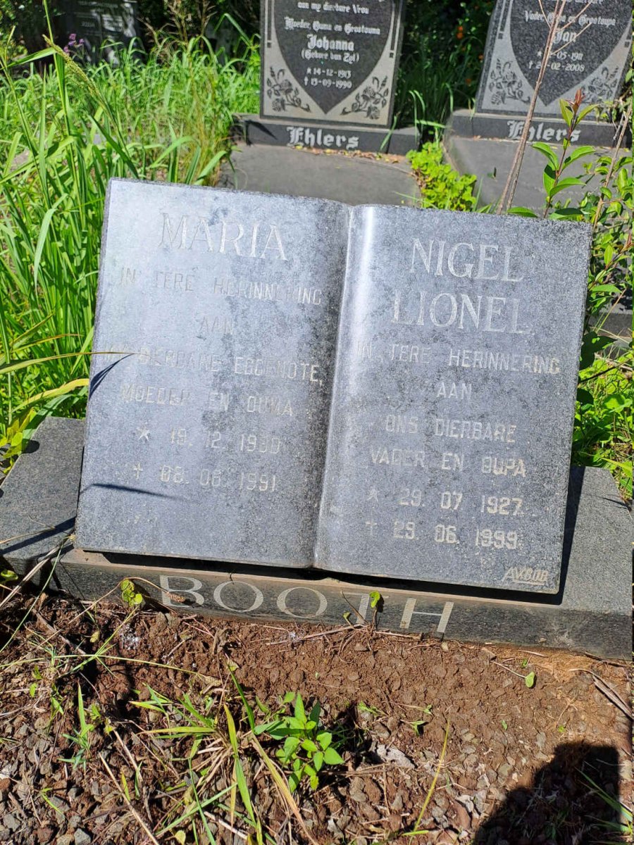 BOOTH Nigel Lionel 1927-1999 & Maria 1930-1991