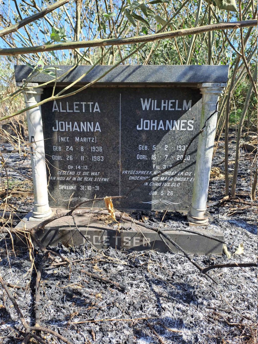 COETSER Wilhelm Johannes 1937-2000 & Alletta Johanna MARITZ 1936-1983