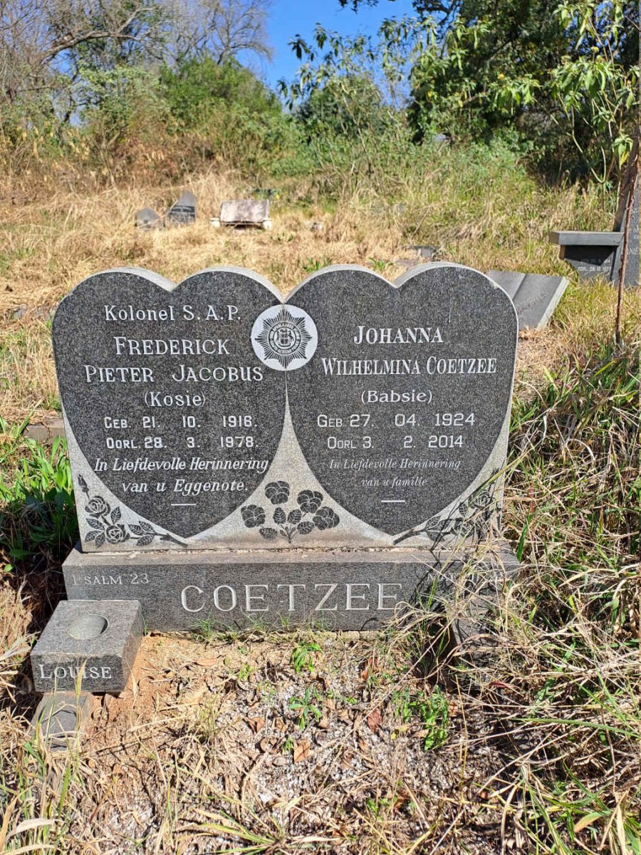 COETZEE Frederick Jacobus 1916-1978 & Johanna Wilhelmina 1924-2014