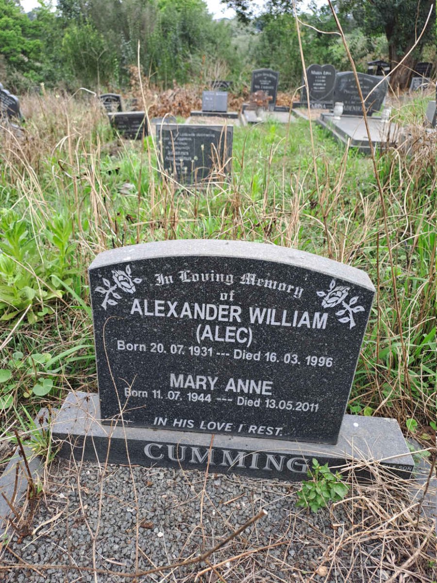 CUMMING Alexander William 1931-1996 & Mary Anne 1944-2011