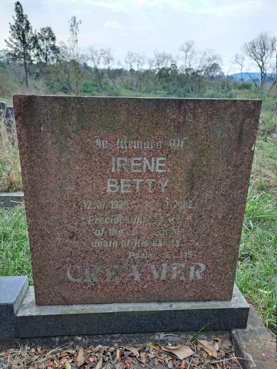 CREAMER Irene Betty 1925-2002