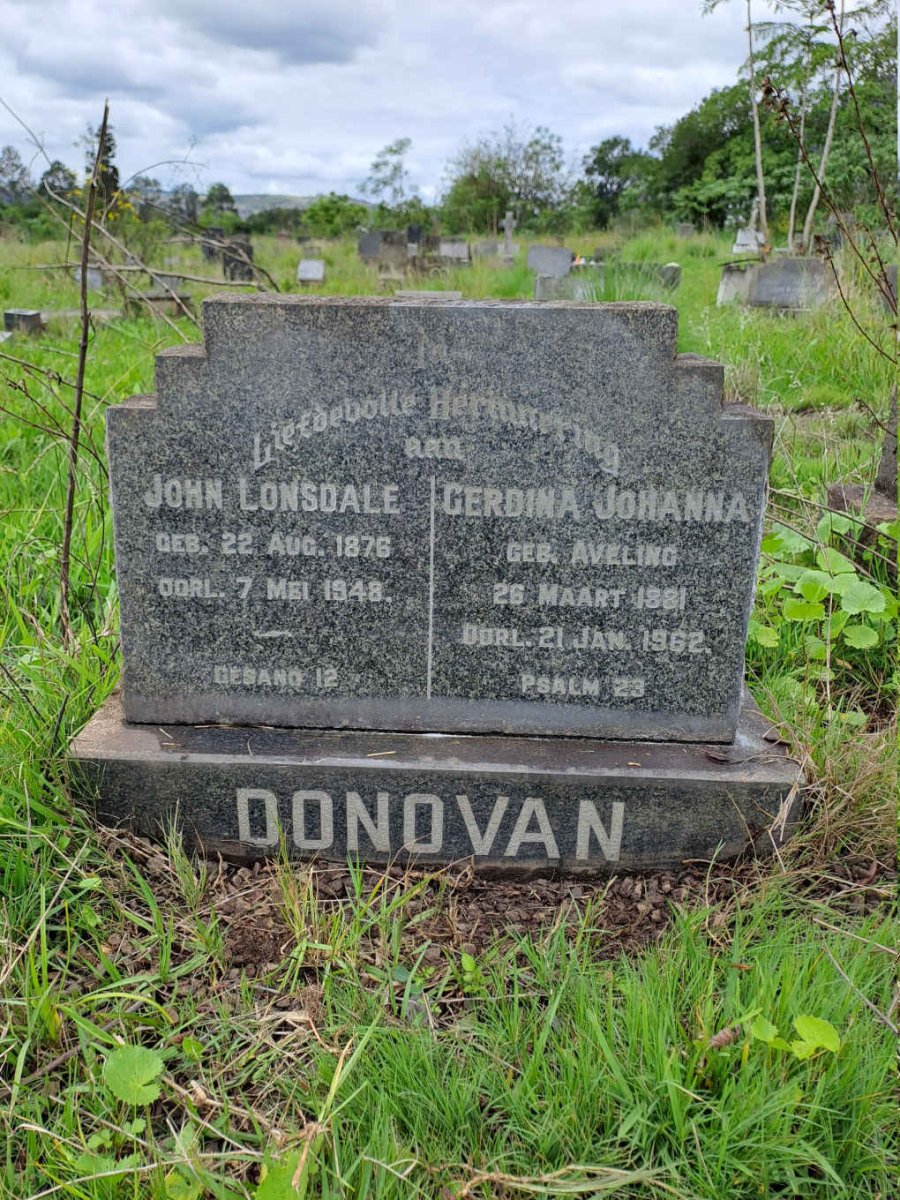 DONOVAN John Lonsdale 1876-1948 & Gerdina Johanna AVELING 1881-1962