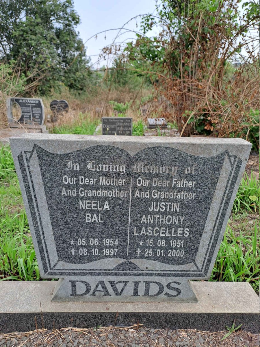 DAVIDS Justin Anthony Lascelles 1951-2000 & Neela Bal 1954-1997