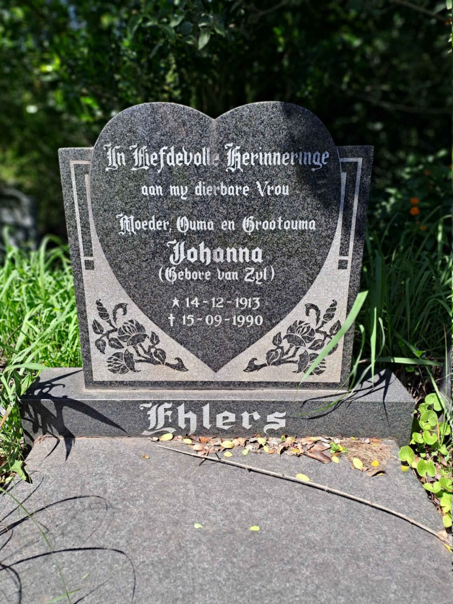 EHLERS Johanna nee VAN ZYL 1913-1990