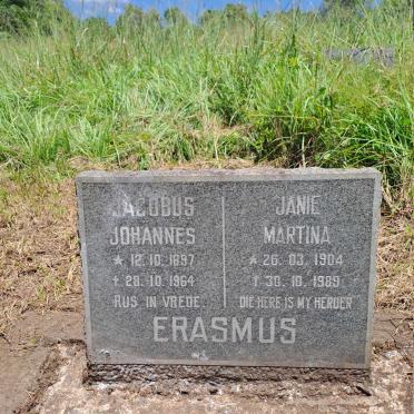ERASMUS Jacobus Johannes 1897-1964 & Janie Martina 1904-1989