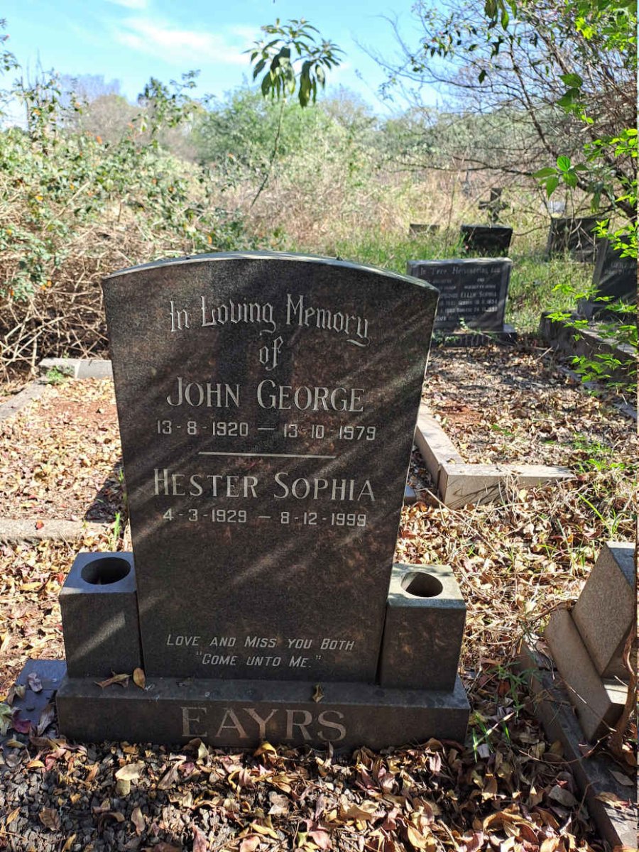 EAYRS John George 1920-1979 & Hester Sophia 1929-1999