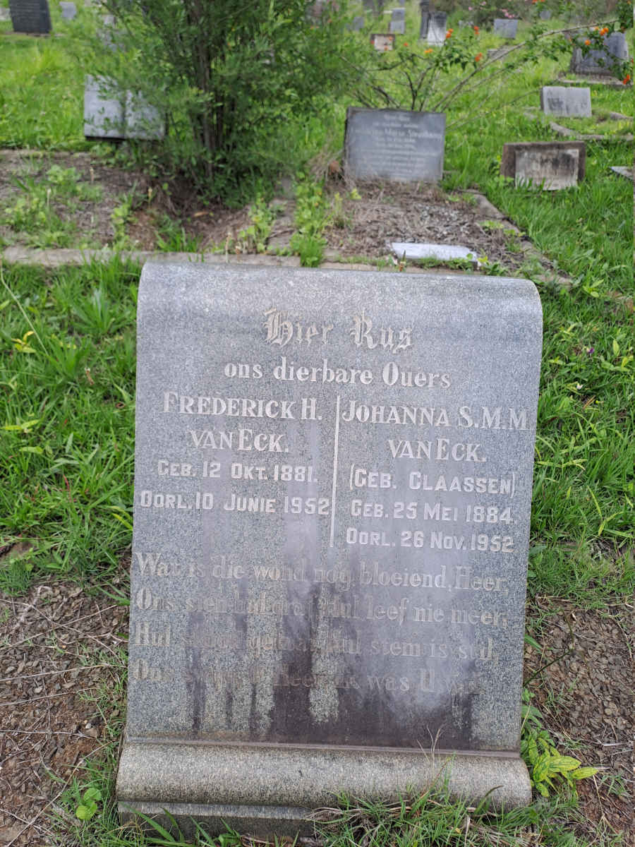 ECK Frederick H., van 1881-1952 & Johanna S.M.M. CLAASSEN 1884-1952