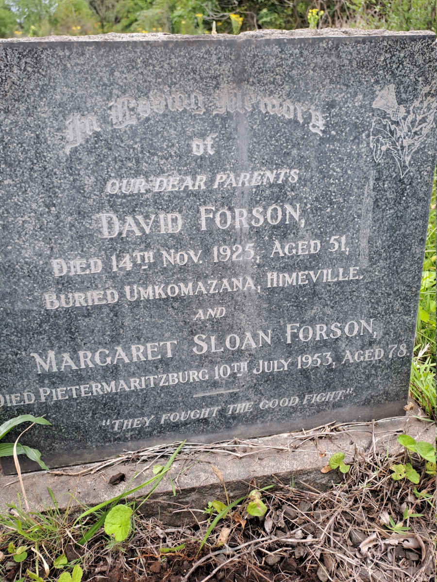 FORSON David -1925 & Margaret Sloan -1953