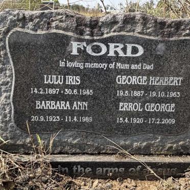 FORD George Herbert 1887-1963 & Lulu Iris 1897-1945 :: FORD Errol George 1920-2009 & Barbara Ann 1923-1989