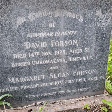 FORSON David -1925 & Margaret Sloan -1953