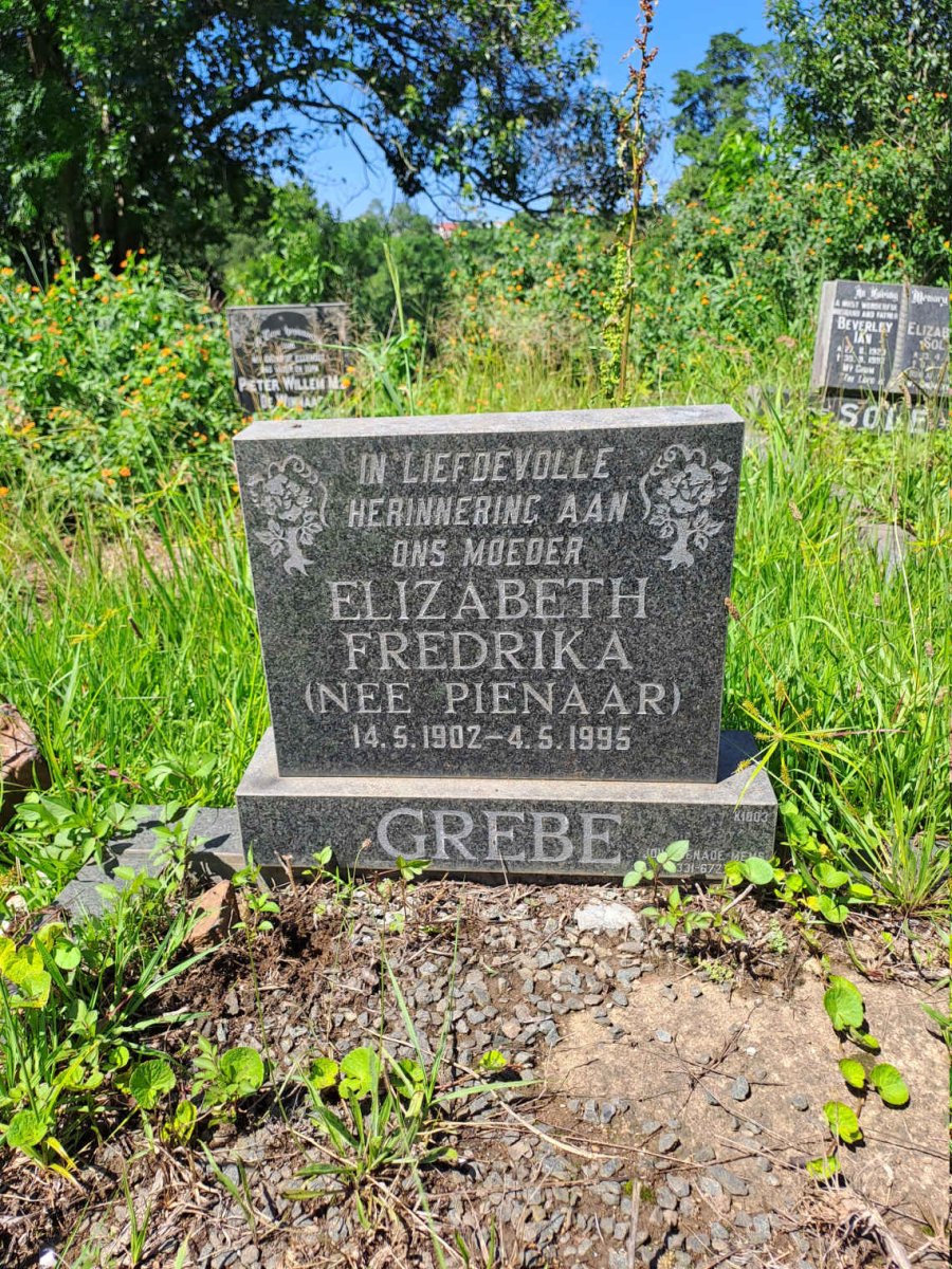 GREBE Elizabeth Fredrika nee PIENAAR 1902-1995