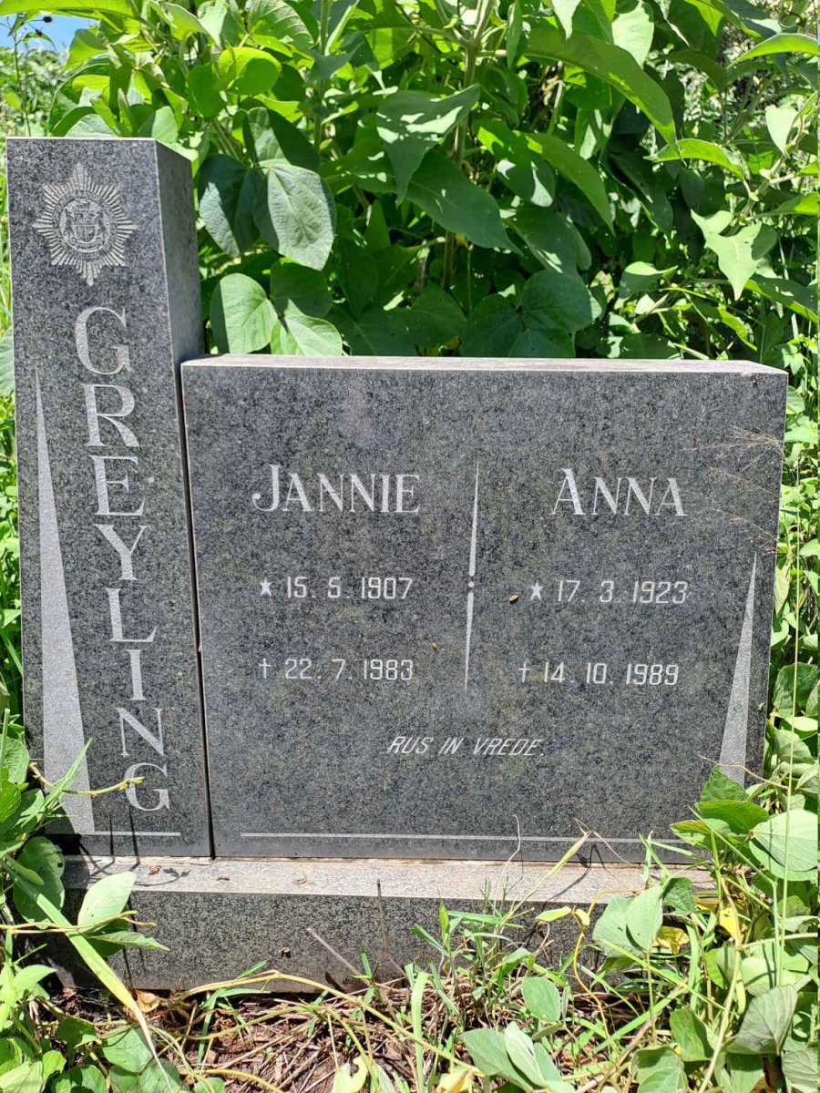 GREYLING Jannie 1907-1983 & Anna 1923-1989