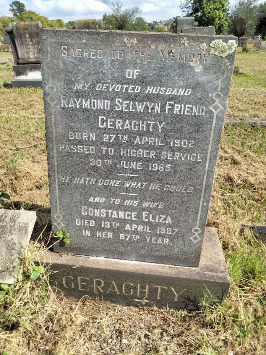 GERAGHTY Raymond Selwyn Friend 1902-1965 & Constance Eliza  -1987 