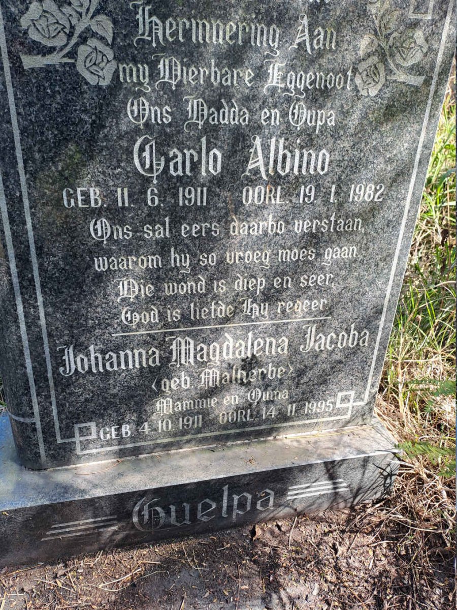 GUELPA Carlos Albino 1911-1982 & Johanna Magdalena Jacoba MALHERBE 1911-1995