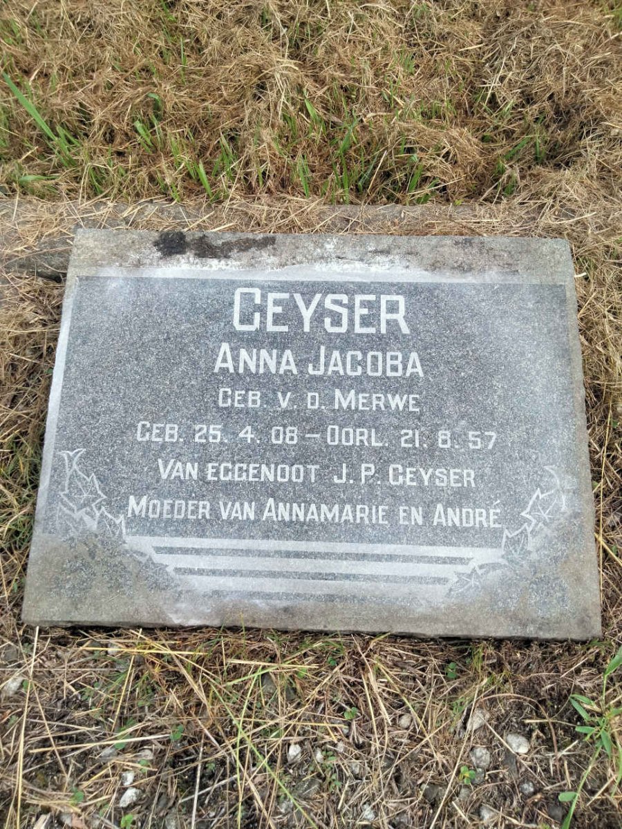 GEYSER Anna Jacoba nee v.d. MERWE 1908-1957