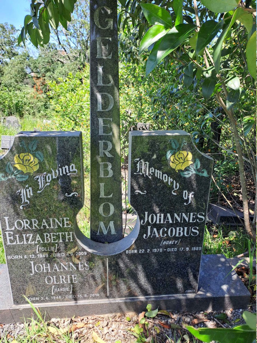 GELDERBLOM Johannes Olrie 1946-2019 :: GELDERBLOM Lorraine Elizabeth 1949-2009 :: GELDERBLOM Johannes Jacobus 1970-1989