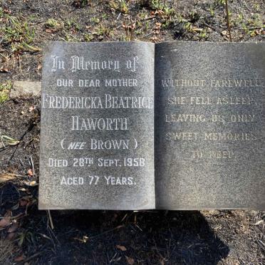 HAWORTH Fredericka Beatrice nee BROWN -1958