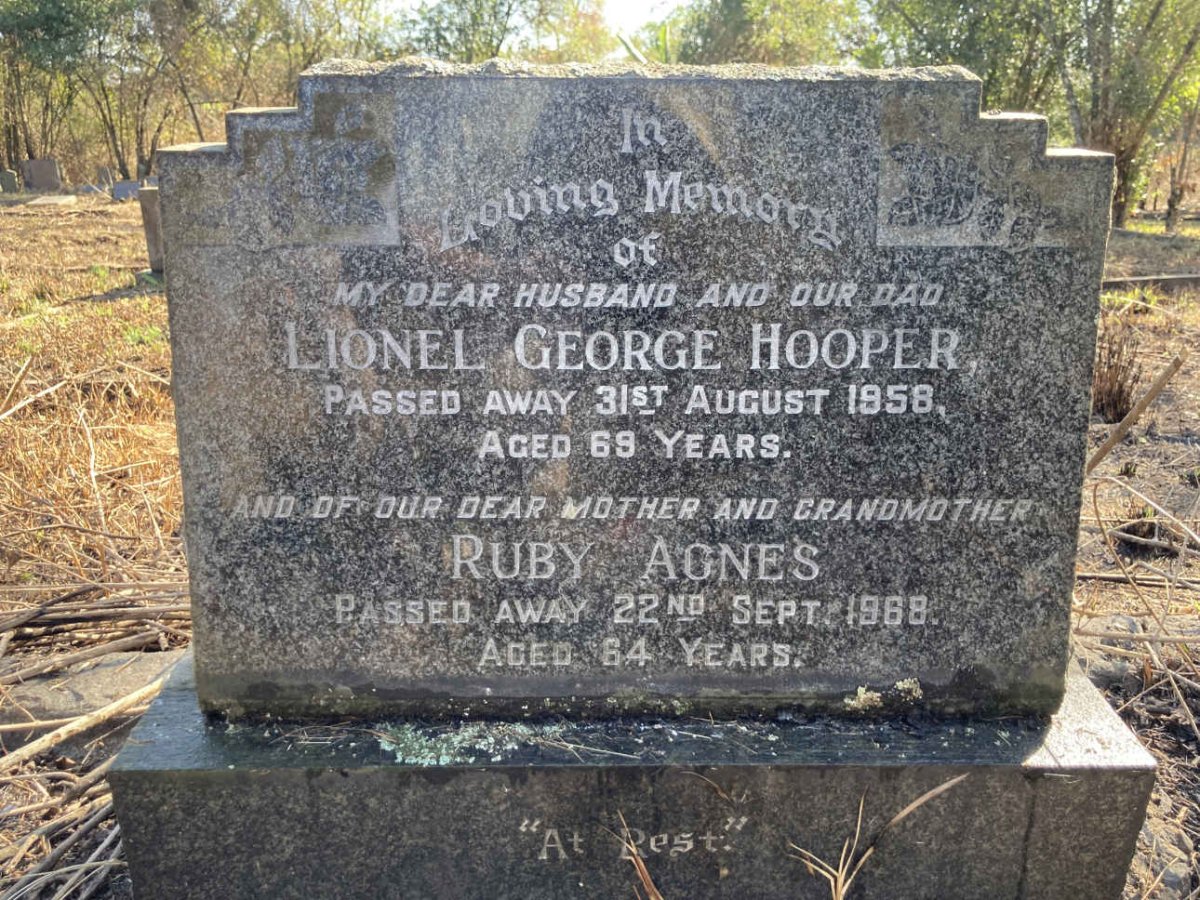 HOOPER Lionel George -1958 & Ruby Agnes -1968