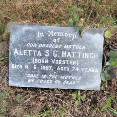 HATTINGH Aletta S.C. nee VORSTER -1957