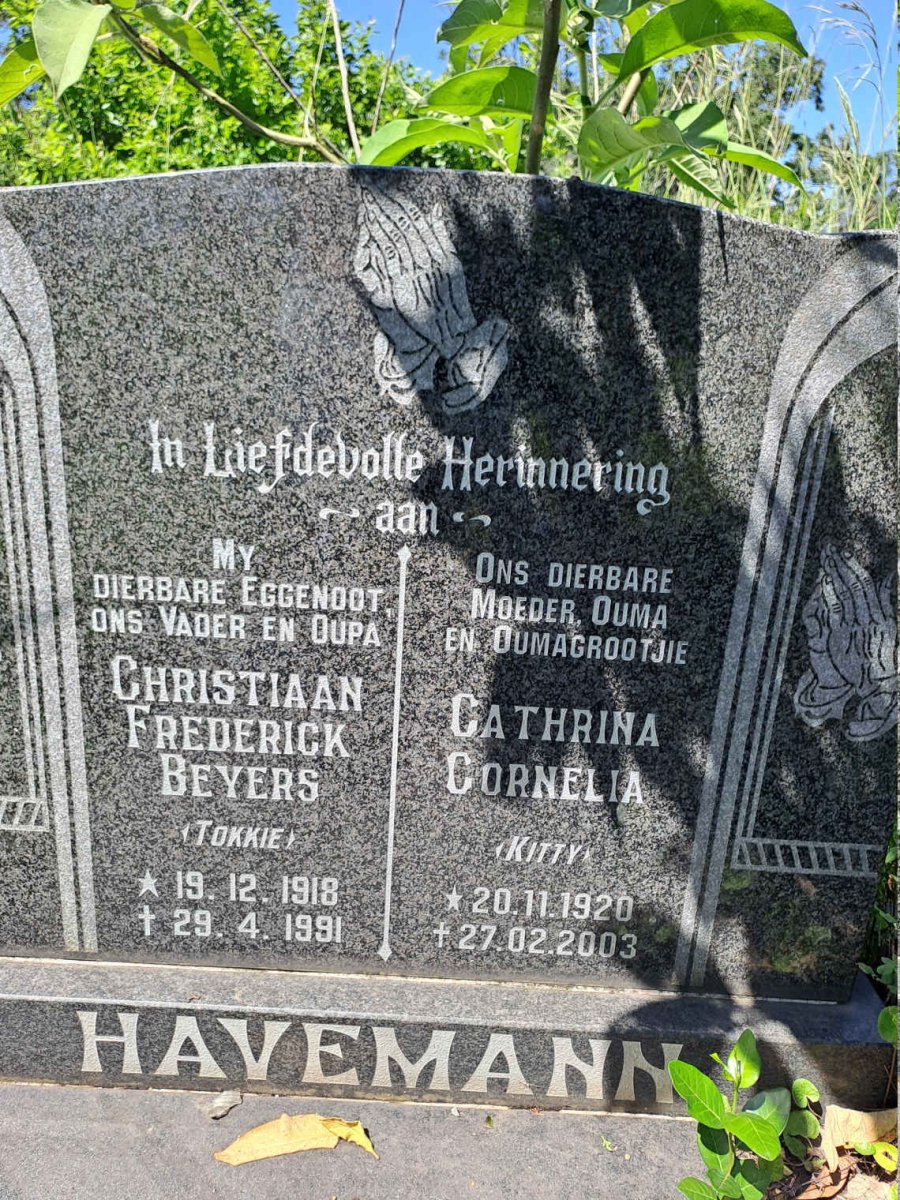 HAVEMANN Christiaan Frederick Beyers 1918-1991 & Cathrina Cornelia 1920-2002