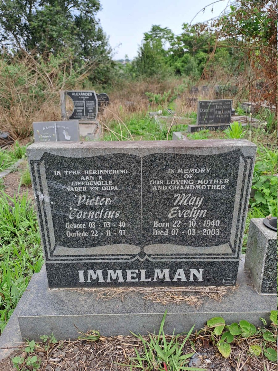 IMMELMAN Pieter Cornelius 1940-1997 & May Evelyn 1940-2003