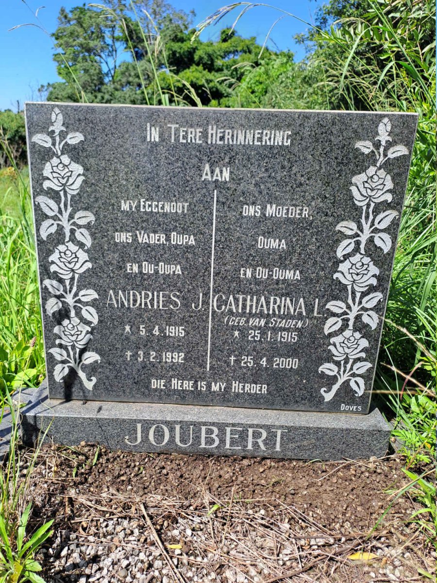 JOUBERT Andries J. 1915-1992 & Catharina L. VAN STADEN 1915-2000