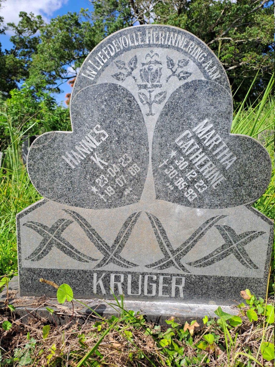 KRUGER Hannes K. 1923-1988 & Martha Catherine 1923-1993