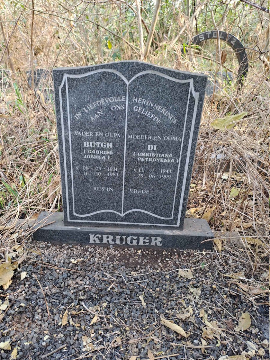 KRUGER Gabriel Joshua 1931-1983 & Christiana Petronella 1943-1999