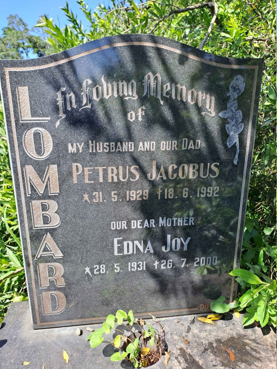 LOMBARD Petrus Jacobus 1929-1992 & Edna Joy 1931-2000