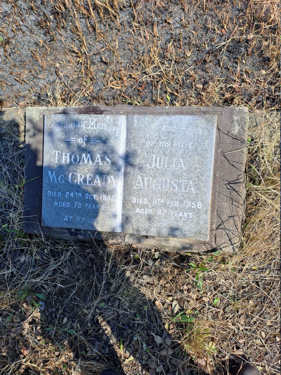 MCCREADY Thomas -1950 & Julia Augusta -1958