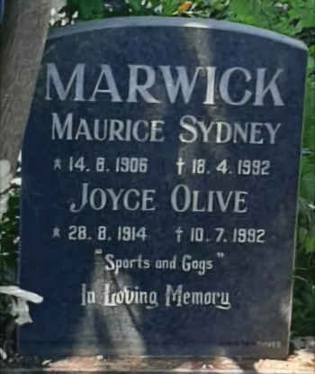 MARWICK Maurice Sydney 1906-1992 & Joyce Olive 1914-1992