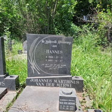 MERWE Johannes Marthinus, van der 1966-1985 :: VAN DER MERWE Annes 1939-2012
