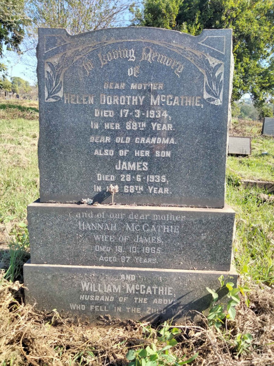McCATHIE William & Helen Dorothy -1934 :: McCATHIE James -1935 & Hannah -1965