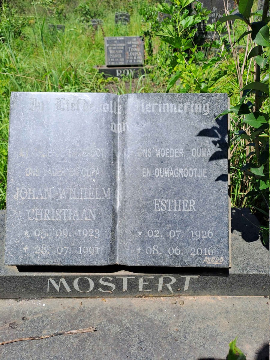 MOSTERT Johan Wilhelm Christiaan 1923-1991 & Esther 1926-2016