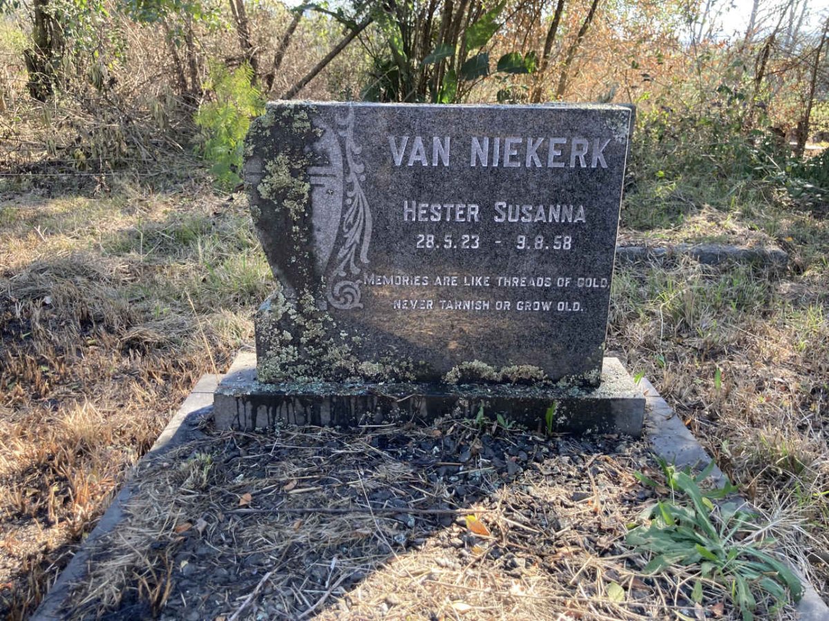 NIEKERK Hester Susanna, van 1923-1958