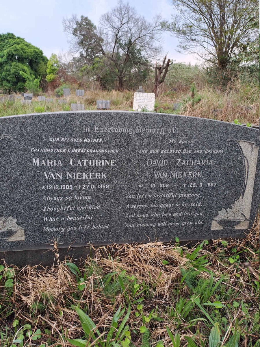 NIEKERK David Zacharia, van 1906-1967 & Maria Cathrine 1909-1989