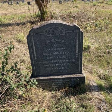 OTTO Alice Ann nee VANDERPLANK 1852-1947